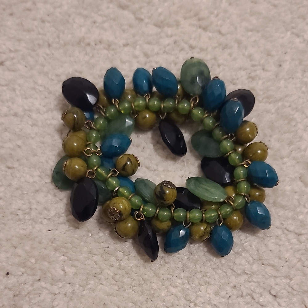 Oceanic Green and Blue Beaded Bracelet